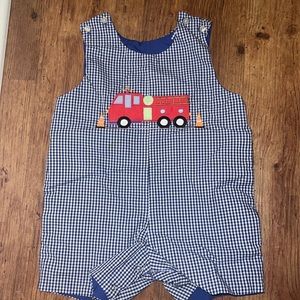 Firetruck smocked outfit 12-18 months